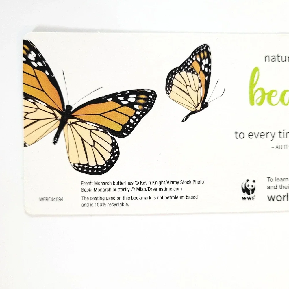 Vintage Y2K Monarch Butterflies Bookmark Butterfly, WWF World Wildlife WFRE44094